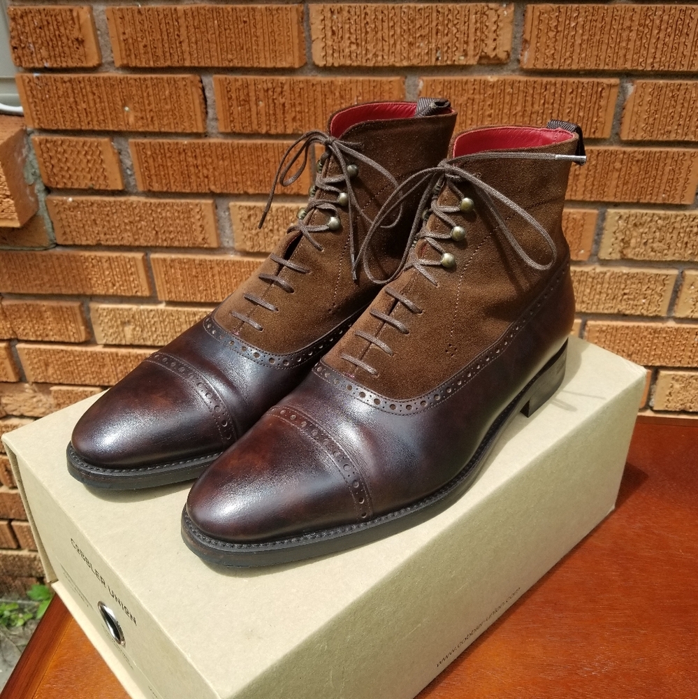 Cobbler Union Balmoral Boots Brown Museum Calf & Brown Suede Guillame V 10.5 D
